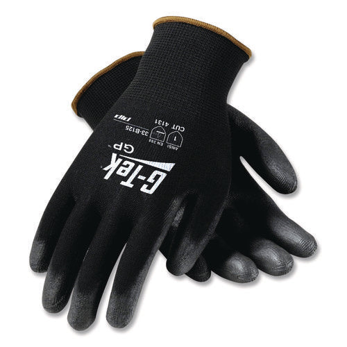Gp Polyurethane-coated Nylon Gloves, En388: 1111, 10" Long, Large, Black, 12 Pairs