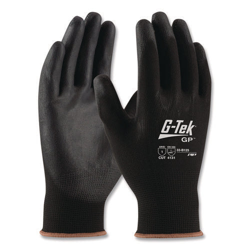 Gp Polyurethane-coated Nylon Gloves, En388: 1111, 10" Long, X-large, Black, 12 Pairs