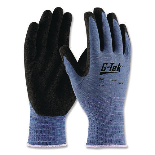 Gp Nitrile-coated Nylon Gloves, En388: 4121, 10" Long, X-large, Blue/black, 12 Pairs