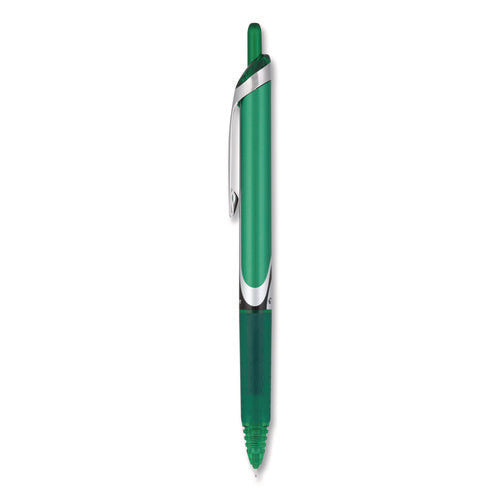 Precise V5rt Rollerball Pen, Retractable, Extra-fine 0.5 Mm, Green Ink, Green/silver Barrel