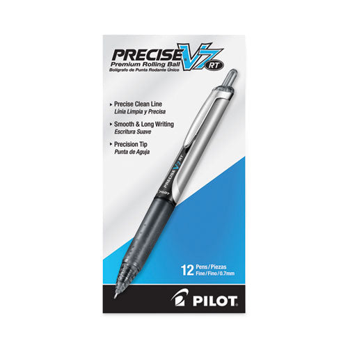 Precise V7rt Rollerball Pen, Retractable, Fine 0.7 Mm, Black Ink, Black Barrel