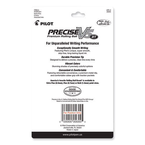 Precise V5rt Rollerball Pen, Retractable, Extra-fine 0.5 Mm, Assorted Ink And Barrel Colors, 7/pack