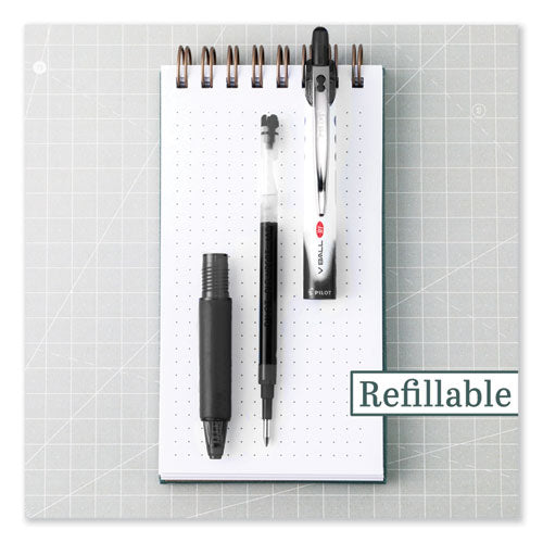 Vball Rt Liquid Ink Rollerball Pen, Retractable, Extra-fine 0.5 Mm, Black Ink, Black/white Barrel