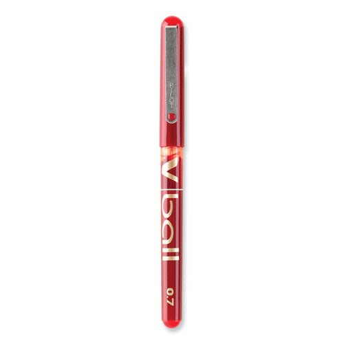 Vball Liquid Ink Rollerball Pen, Stick, Extra-fine 0.5 Mm, Red Ink, Red/clear Barrel, Dozen