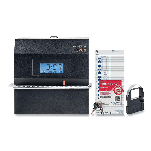 3700 Heavy-duty Time Clock And Document Stamp, Digital Display, Black