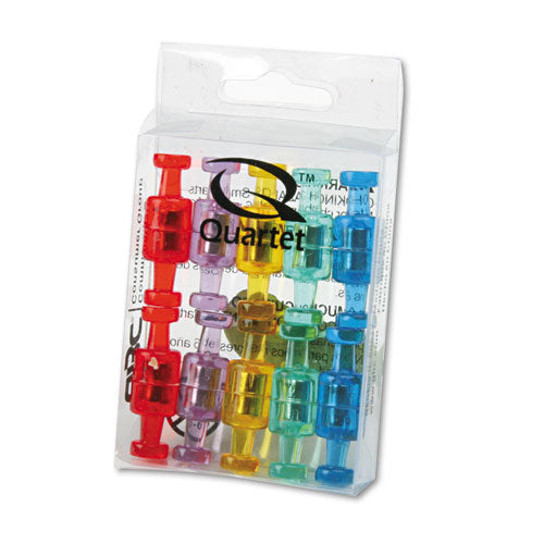 Magnetic Push Pins, 0.75" Long, 0.38" Diameter, Assorted Colors, 20/pack