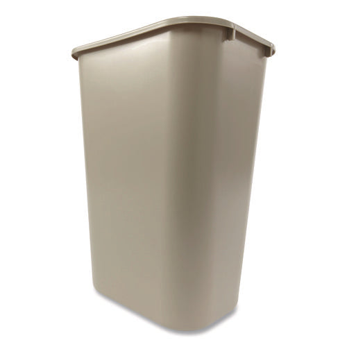 Deskside Plastic Wastebasket, 10.25 Gal, Plastic, Beige