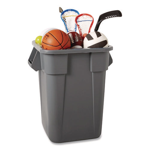Square Brute Container, 40 Gal, Polyethylene, Gray