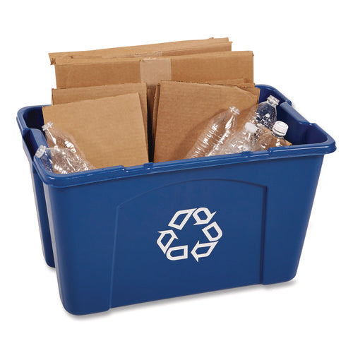Stacking Recycle Bin, 18 Gal, Polyethylene, Blue