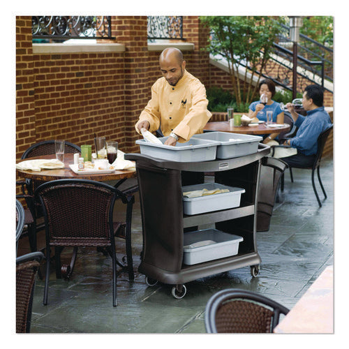 Executive Service Cart, Plastic, 3 Shelves, 300 Lb Capacity, 20.33" X 38.9" X 38.9", Black