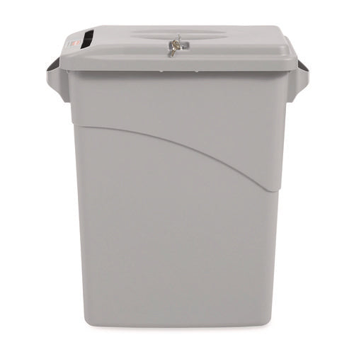 Slim Jim Confidential Document Waste Receptacle With Lid, 23 Gal, Light Gray