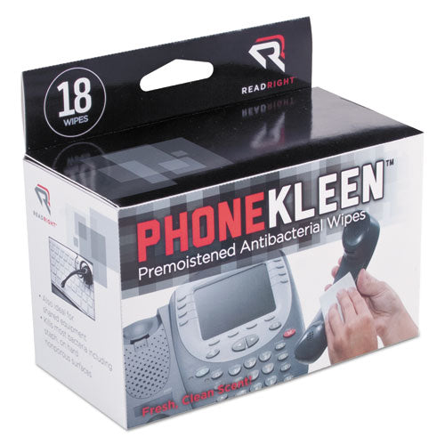 Phonekleen Premoistened Antibacterial Wipes, Cloth, 5 X 5, 18/box