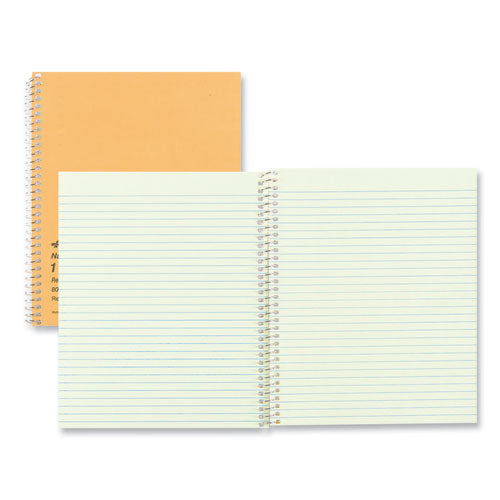 Single-subject Wirebound Notebooks, Narrow Rule, Brown Board Cover, (80) 8.25 X 6.88 Eye-ease Green Sheets