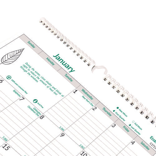 Ecologix Monthly Wall Calendar, Ecologix Artwork, 12 X 17, White/green Sheets, 12-month (jan To Dec): 2026