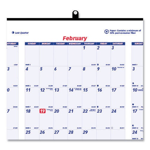 Yearly Wall Calendar, 24 X 36, White/blue Sheets, 12-month (jan To Dec): 2026