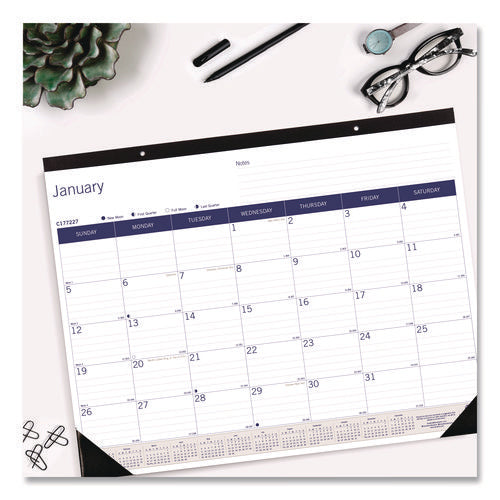 Duraglobe Monthly Desk Pad Calendar, 22 X 17, White/blue/gray Sheets, Black Binding/corners, 12-month (jan To Dec): 2026