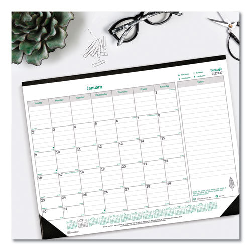Ecologix Monthly Desk Pad Calendar, Ecologix Artwork, 22 X 17, White/green Sheets, Black Binding, 12-month (jan-dec): 2026