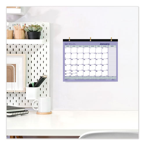 Monthly Desk Pad Calendar, 3-hole Punched, 11 X 8.5, White/blue/green Sheets, Black Binding, 12-month (jan To Dec): 2026