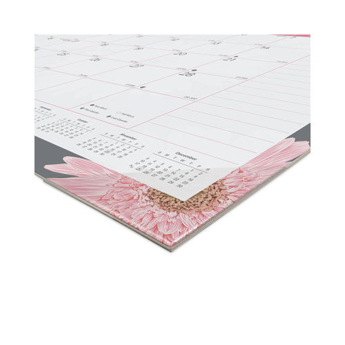 Monthly Desk Pad Calendar, Pink Daisy Artwork, 22 X 17, Pink/white Sheets, Black Binding, 12-month (jan To Dec): 2026
