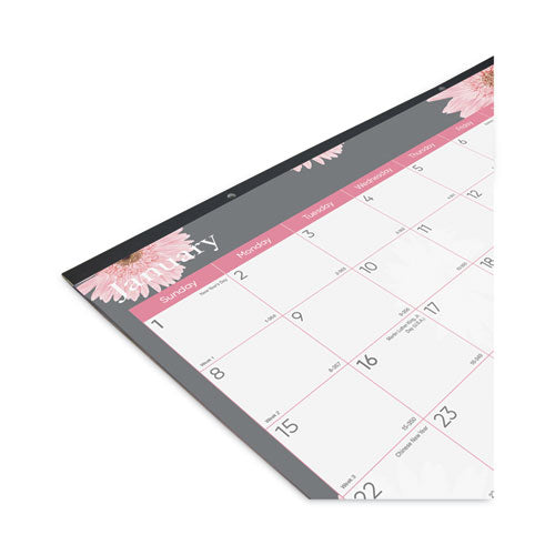 Monthly Desk Pad Calendar, Pink Daisy Artwork, 22 X 17, Pink/white Sheets, Black Binding, 12-month (jan To Dec): 2026