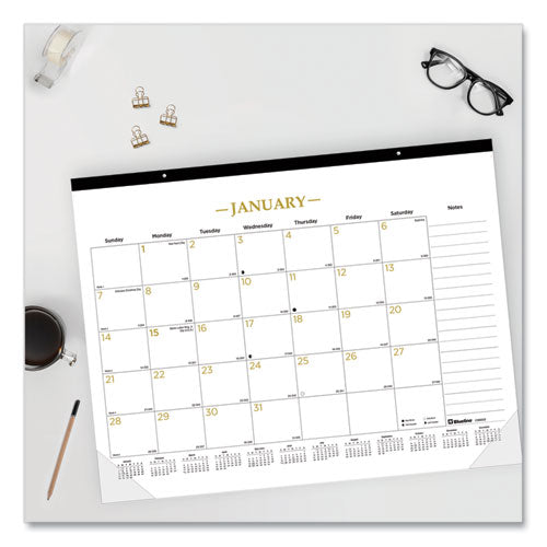 Gold Collection Monthly Desk Pad Calendar, 22 X 17, White/gold Sheets, Black Headband, 12-month (jan To Dec): 2026