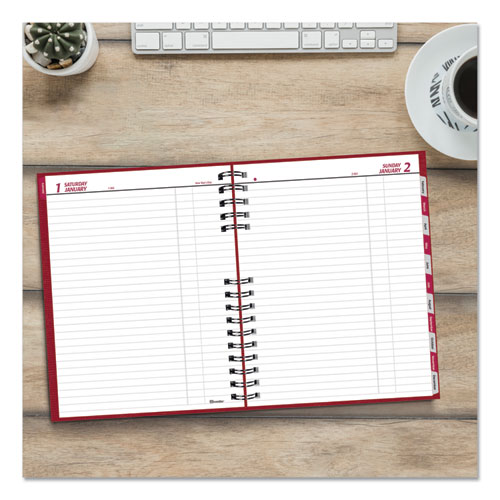 Coilpro Daily Planner, 10 X 7.88, Red Cover, 12-month (jan To Dec): 2026