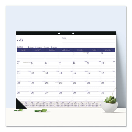 Duraglobe Academic Desk Pad Calendar, 22 X 17, White/blue/gray Sheets, Black Headband, 13-month: July 2025 To July 2026