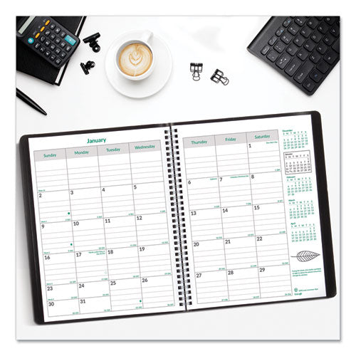 Ecologix Recycled Monthly Planner, Ecologix Artwork, 11 X 8.5, Black Cover, 14-month: Dec 2025 To Jan 2027