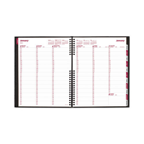Coilpro Weekly Appointment Book In Columnar Format, 11 X 8.5, Black Lizard-look Cover, 12-month (jan To Dec): 2026