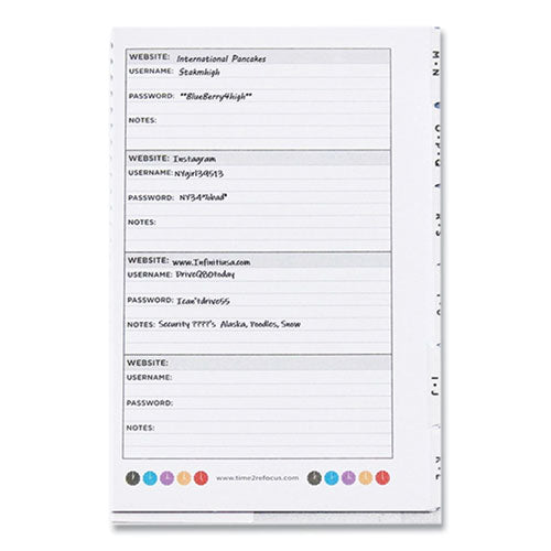 Pocket-size Password Log Book, User-name/password Format, White/red Cover, (60) 7 X 5.5 Sheets