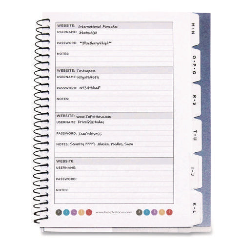 Small/mini Password Log Book, User-name/password Format, Black Cover, (60) 7 X 5.5 Sheets