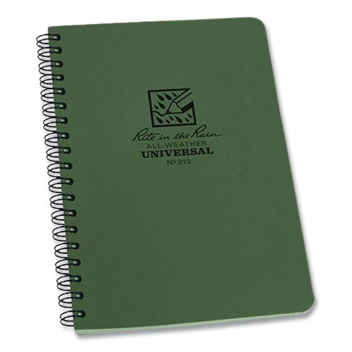 All-weather Wire-o Notebook, 1-subject, Universal: Narrow Rule And Quadrille Rule, Dark Green Cover, (32) 7 X 4.63 Sheets