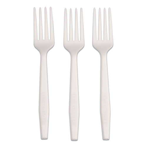 Cpla Cutlery, Heavyweight Fork, Plastic, White, 1,000/carton