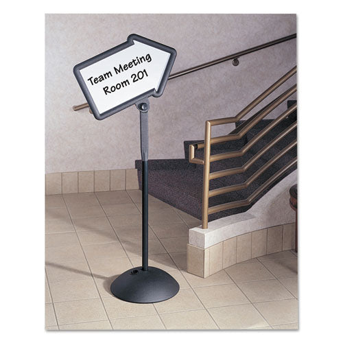 Writeway Two-sided Dry Erase Standing Message Sign, White 25.5" X 17.75" Arrow Surface, Black Frame, 25.5" X 17.75" X 64.25"