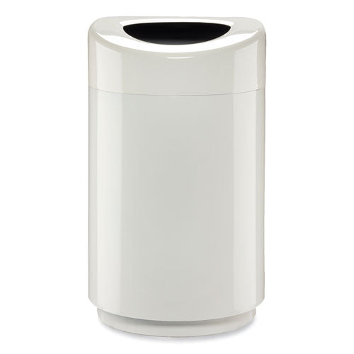 Open Top Round Waste Receptacle, 30 Gal, Steel, White