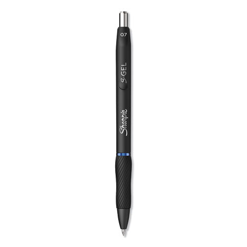S-gel High-performance Gel Pen, Retractable, Medium 0.7 Mm, Blue Ink, Black Barrel, Dozen
