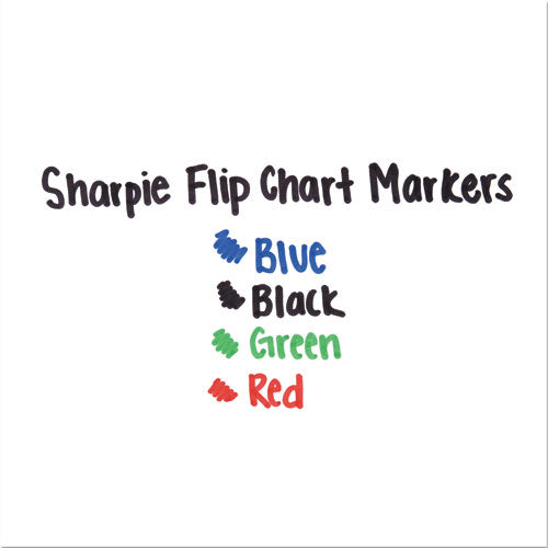 Flip Chart Marker, Broad Bullet Tip, Assorted Colors, 4/set