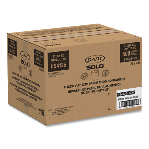 Double Poly Paper Food Containers, 12 Oz, 3.6" Diameter X 3.3" H, Symphony Design, 25/pack, 20 Packs/carton