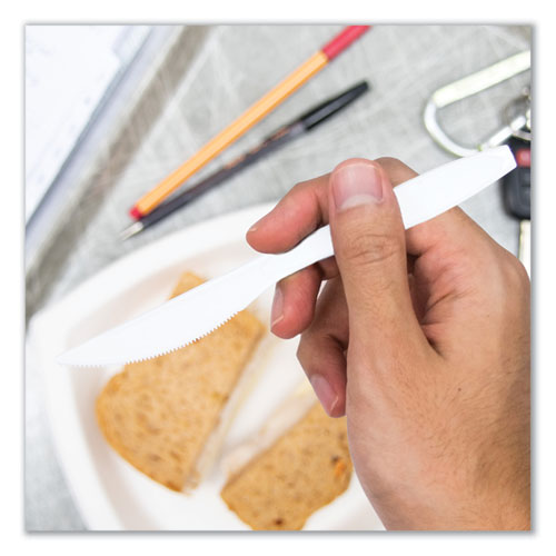 Impress Heavyweight Full-length Polystyrene Cutlery, Knife, Plastic, White, 100/box