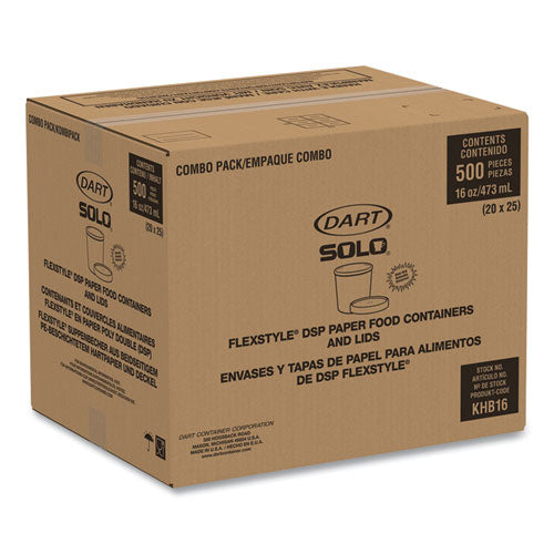 Flexstyle Double Poly Food Combo Packs, 16 Oz, Symphony, Paper, 25 Combos/sleeve, 10 Sleeves/carton