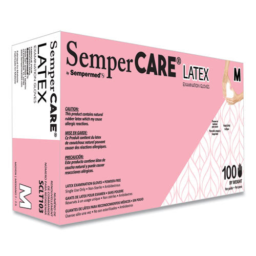 Latex Examination Gloves, Powder-free, Medium, 5 Mil Thick, 9.45" Long, Cream, 100/box
