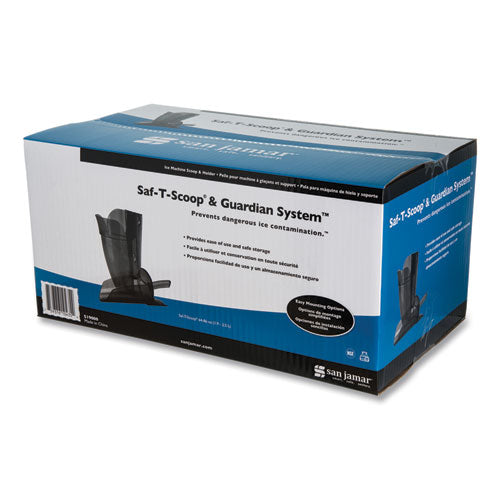 Saf-t-scoop And Guardian System For Ice Machines, 64 Oz To 86 Oz Ice Scoop, Transparent Blue