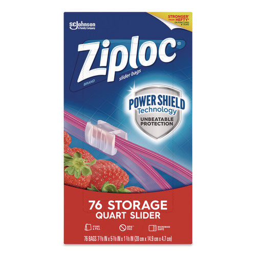 Slider Storage Bags, Quart, 5.88" X 1.88" X 7.88", Clear, 76 Bags