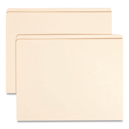 Top Tab File Folders With Inside Pocket, Straight Tabs, Letter Size, Manila, 50/box