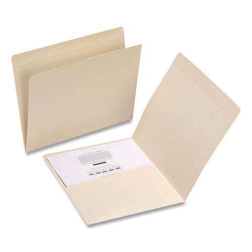 Top Tab File Folders With Inside Pocket, Straight Tabs, Letter Size, Manila, 50/box