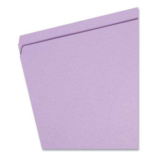 Reinforced Top Tab Colored File Folders, Straight Tabs, Letter Size, 0.75" Expansion, Lavender, 100/box