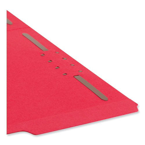 Top Tab Colored Fastener Folders, 0.75" Expansion, 2 Fasteners, Letter Size, Red Exterior, 50/box