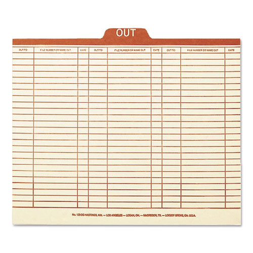 Manila Out Guides, Printed Form Style, 1/5-cut Top Tab, Out, 8.5 X 11, Manila, 100/box
