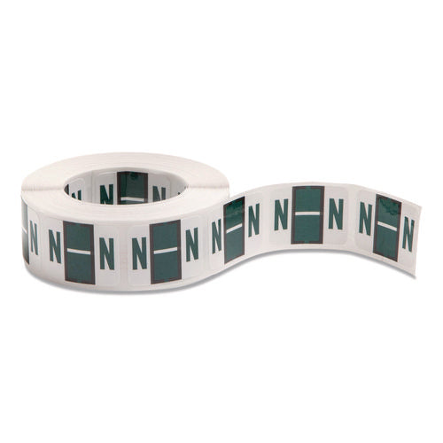 A-z Color-coded End Tab Filing Labels, N, 1 X 1.25, White, 500/roll