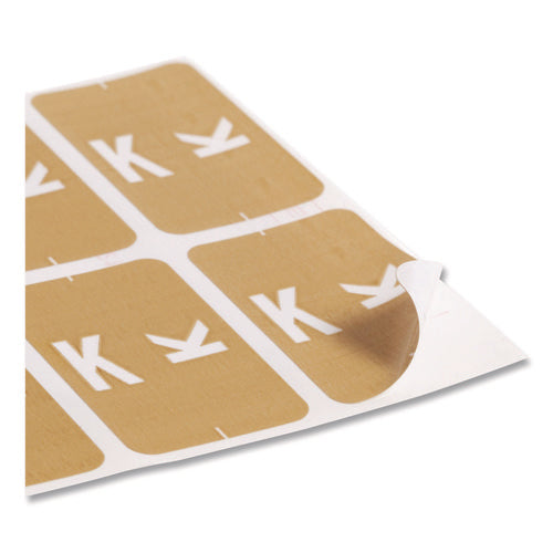 Alphaz Color-coded Second Letter Alphabetical Labels, K, 1 X 1.63, Light Brown, 10/sheet, 10 Sheets/pack